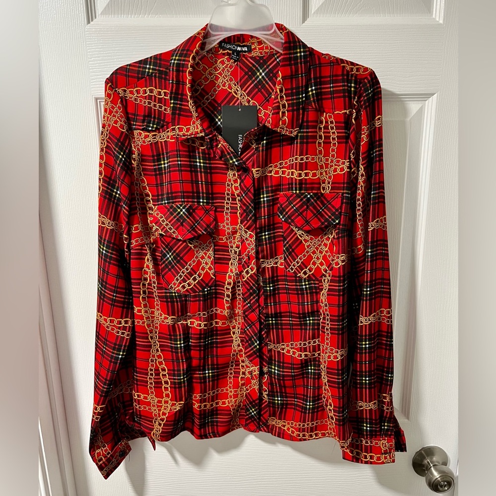 Fashion Nova Chain Button Up